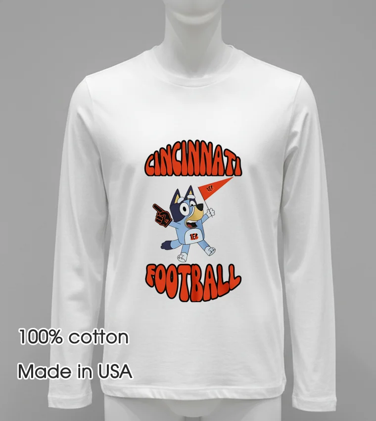 Bluey Cincinnati Bengals Football Shirt - white-t-shirt Bluey Cincinnati Bengals Football Shirt White T Shirt