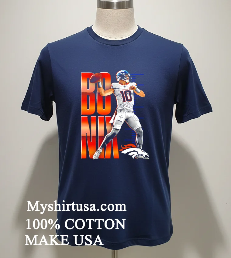 Bo Nix Denver Broncos Football Player Shirt Navy Shirt 1