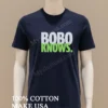 Bobo Knows Silver And Green Bold Text Shirt Navy Shirt