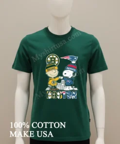 Boston Bruins Patriots Charlie Brown Snoopy Fist Bump Skyline funny america t-shirts