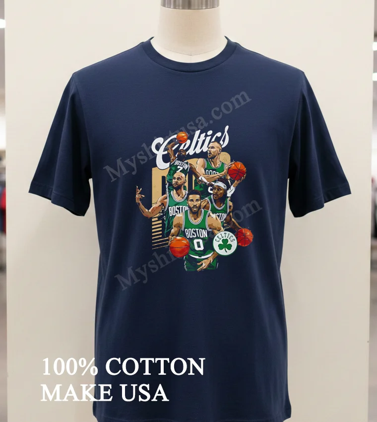 Boston Celtics Basketball Players Graphic Shirt Navy Shirt 1