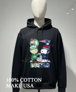 Boston Celtics Patriots Charlie Brown Snoopy Fist Bump Skyline funny america t-shirts