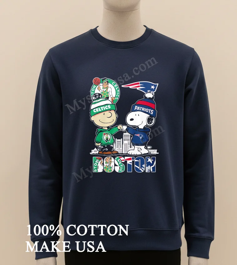 Boston Celtics Patriots Charlie Brown Snoopy Fist Bump Skyline funny america t-shirts - long sleve shirt Boston Celtics Patriots Charlie Brown Snoopy Fist Bump Skyline Shirt Long Sleve Shirt