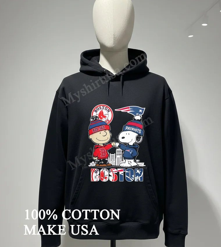Boston Red Sox Patriots Charlie Brown Snoopy Fist Bump Skyline Shirt Hoodie Shirt
