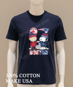 Boston Red Sox Patriots Charlie Brown Snoopy Fist Bump Skyline funny america t-shirts