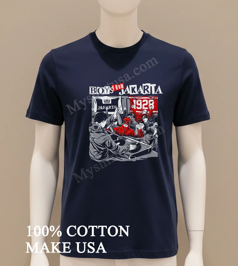 Boys From Jakarta 1928 Persija Football Ultras Culture Graphic Shirt - navy-shirt Boys From Jakarta 1928 Persija Football Ultras Culture Graphic Shirt Navy Shirt