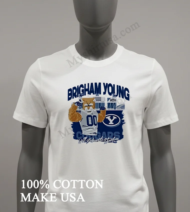 Brigham Young University Cougars Cosmo Mascot Lavell Edwards Stadium Shirt White T Shirt 3