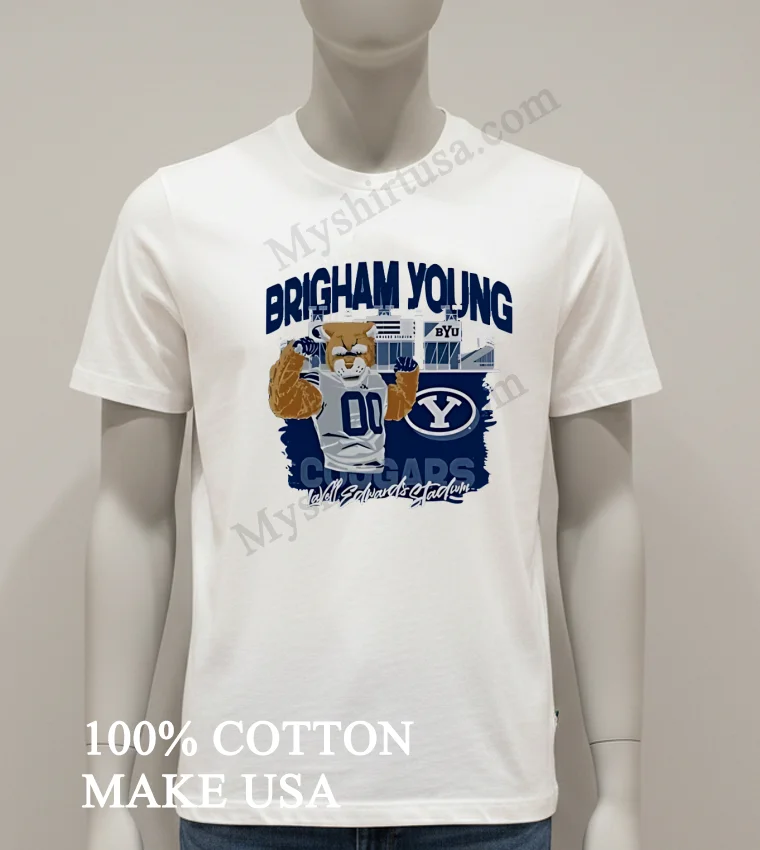 Brigham Young University Cougars Cosmo Mascot Lavell Edwards Stadium Shirt White T Shirt