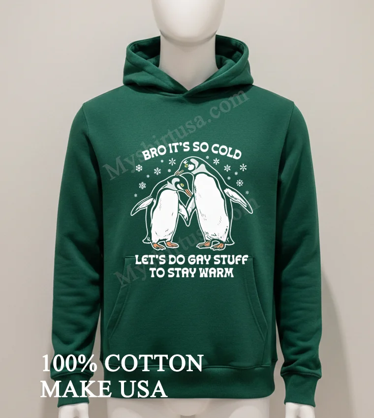 Bro Its So Cold Two Cuddling Penguins Snowflakes Lets Do Gay Stuff Stay Warm Shirt - hoodie-shirt Bro Its So Cold Two Cuddling Penguins Snowflakes Lets Do Gay Stuff Stay Warm Shirt Hoodie Shirt 1