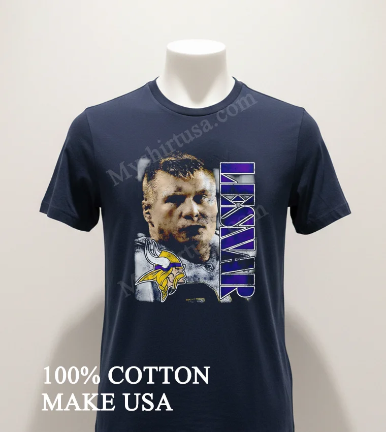 Brock Lesnar Minnesota Vikings Purple Text Portrait Football Logo Shirt Navy Shirt 1