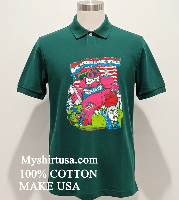 Brokencyde Pig Cartoon Graphic Shirt - green-shirt Brokencyde Pig Cartoon Graphic Shirt Green Shirt