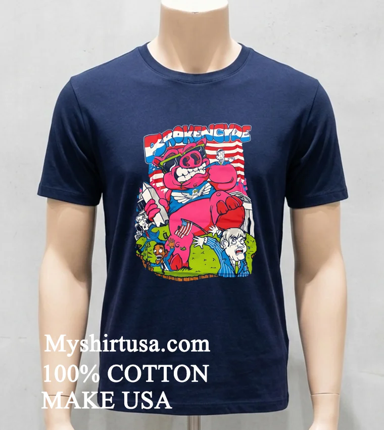 Brokencyde Pig Cartoon Graphic Shirt - navy-shirt Brokencyde Pig Cartoon Graphic Shirt Navy Shirt