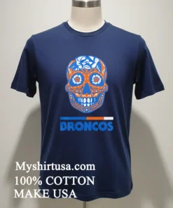 Broncos Dia De Los Muertos Skull Shirt Navy Shirt 1