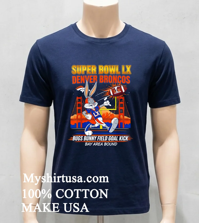 Broncos Super Bowl Lx X Bugs Bunny Cartoon Shirt Navy Shirt