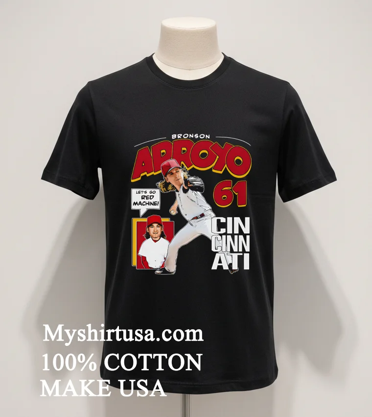 Bronson Arroyo Cincinnati Comic 61 new t-shirt - balck-shirt Bronson Arroyo Cincinnati Comic 61 Shirt Balck Shirt