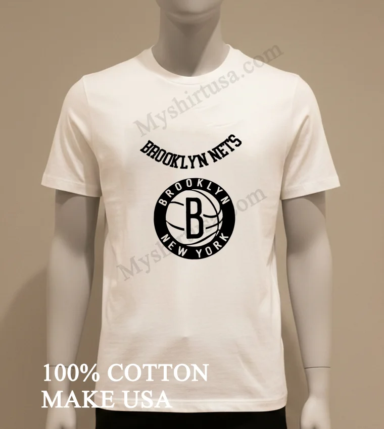 Brooklyn Nets Logo Arc funny america t-shirts - white-t-shirt Brooklyn Nets Logo Arc Shirt White T Shirt