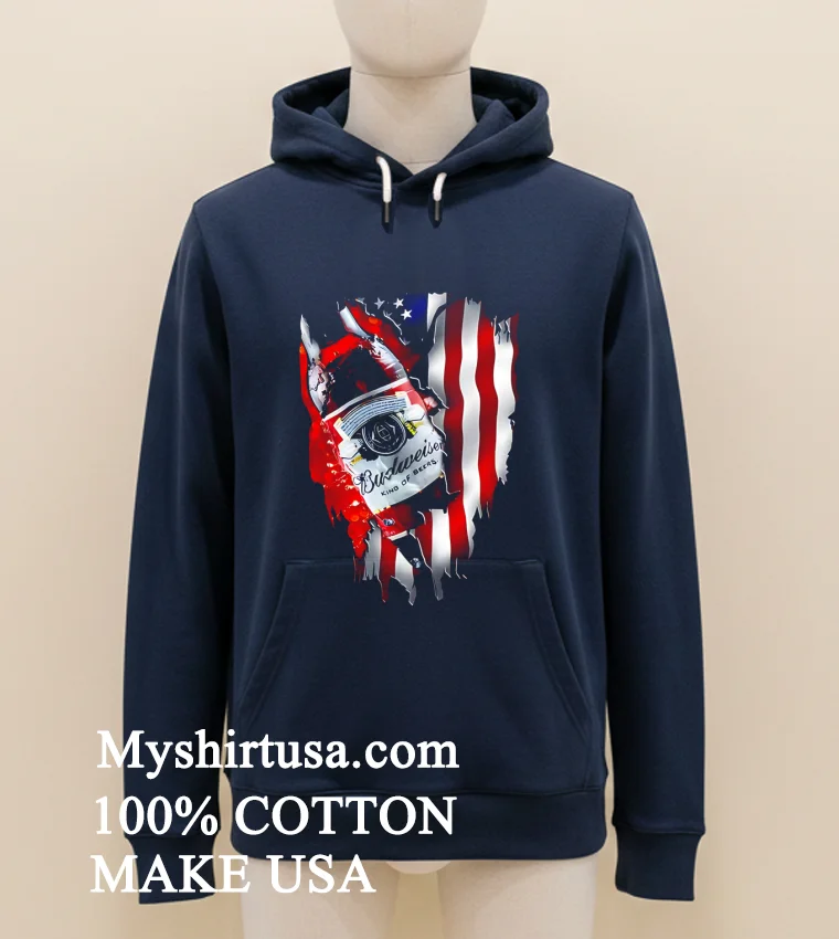 Budweiser Bottle King Of Beers American Flag Shirt - navy-shirt Budweiser Bottle King Of Beers American Flag Shirt Navy Shirt 1