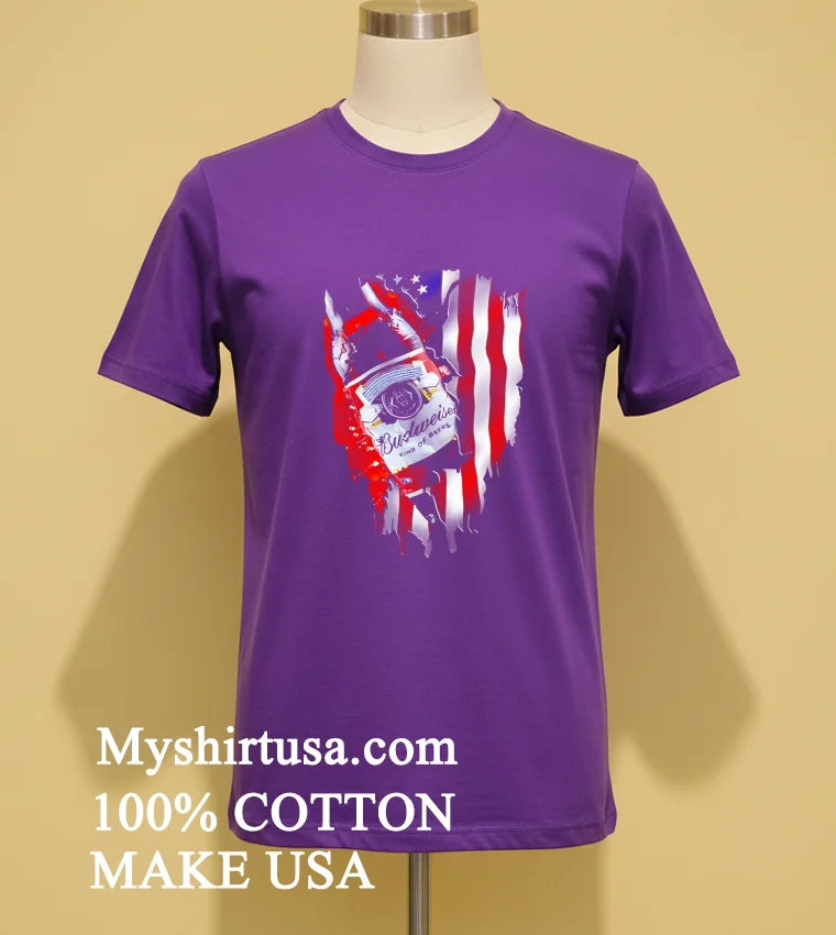 Budweiser Bottle King Of Beers American Flag Shirt Purple Shirt
