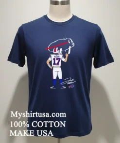 Buffalo Bills Billustration Allen 17 Cartoon Shirt Navy Shirt 1