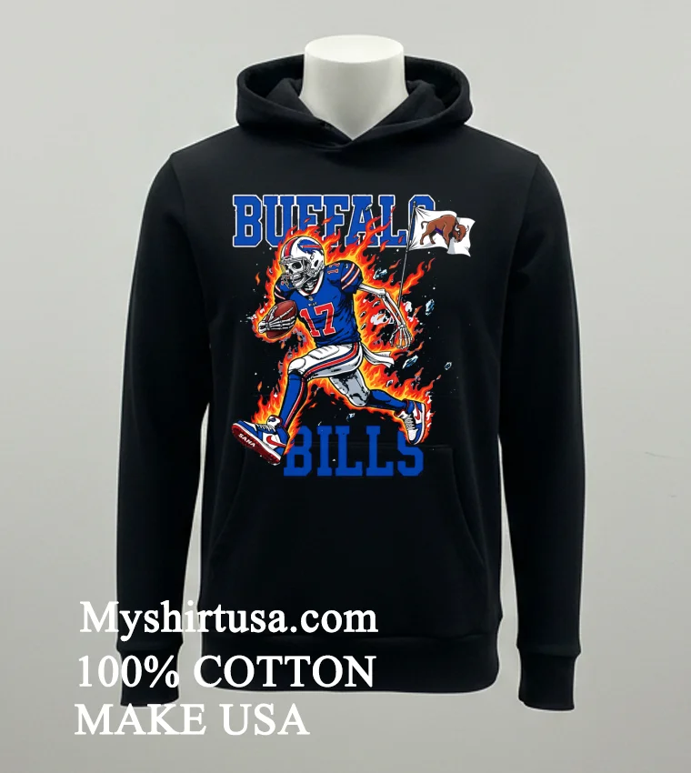 Buffalo Bills Mens Football Skeleton 17 Player Burning Shirt Balck Shirt