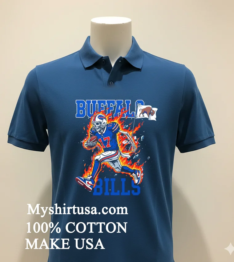 Buffalo Bills Mens Football Skeleton 17 Player Burning Shirt Navy Shirt 1