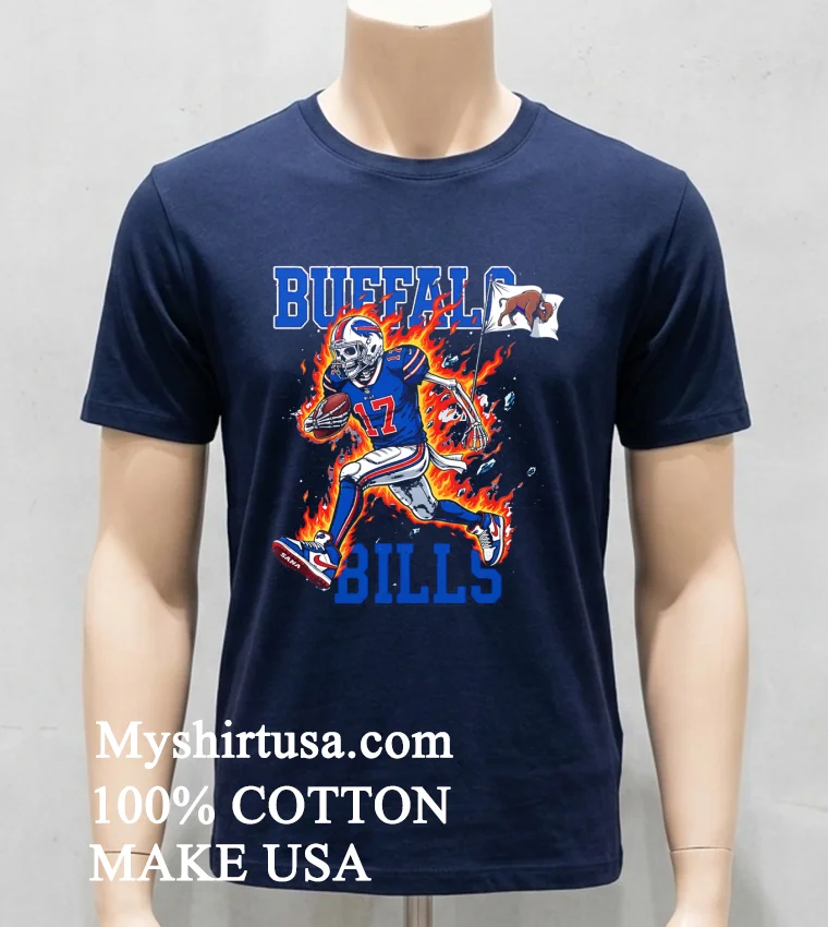 Buffalo Bills Mens Football Skeleton 17 Player Burning Shirt Navy Shirt
