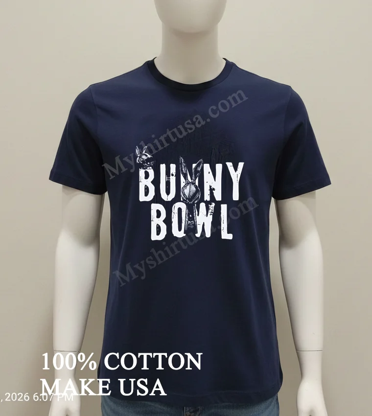 Bunny Bowl Lix Football Helmet Trophy Bad Bunny Logo Graphic Shirt - navy-shirt Bunny Bowl Lix Football Helmet Trophy Bad Bunny Logo Graphic Shirt Navy Shirt 1