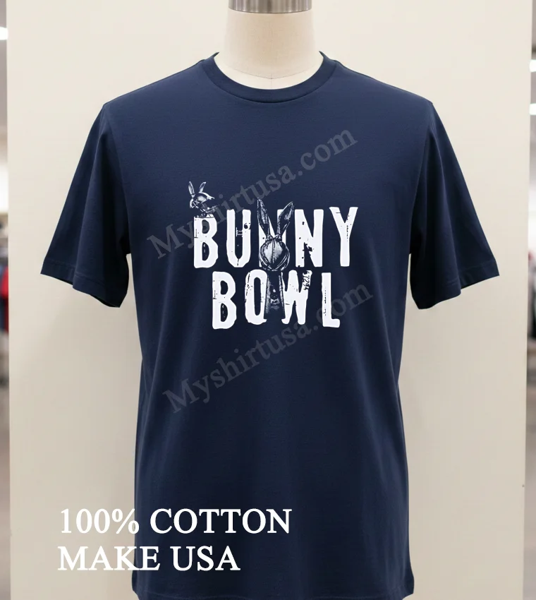 Bunny Bowl Lix Football Helmet Trophy Bad Bunny Logo Graphic Shirt Navy Shirt