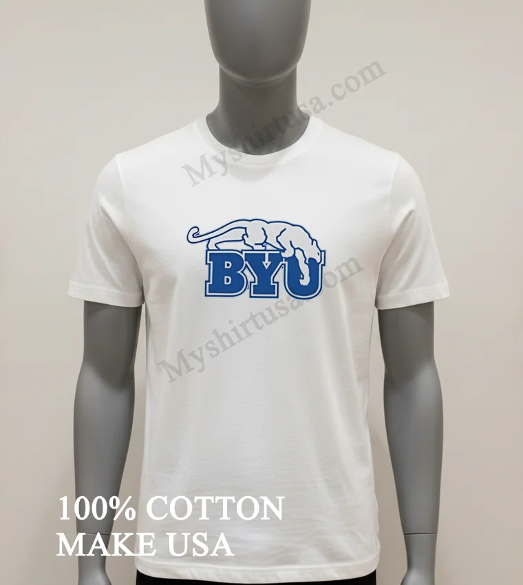 Byu Brigham Young University Cougars Logo funny america t-shirts - white-t-shirt Byu Brigham Young University Cougars Logo Shirt White T Shirt 2