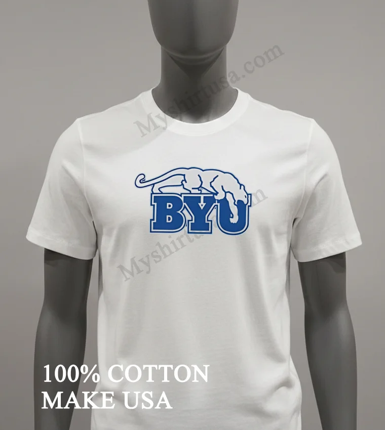 Byu Brigham Young University Cougars Logo Shirt White T Shirt 3