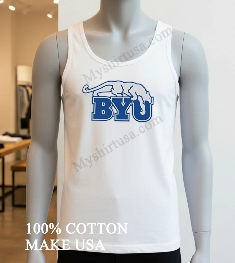 Byu Brigham Young University Cougars Logo funny america t-shirts - white-t-shirt Byu Brigham Young University Cougars Logo Shirt White T Shirt 4