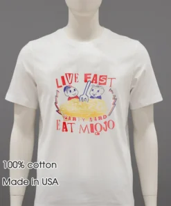 Camiseta Live Fast Eat Miojo Belle Belinha Shirt White T Shirt 3