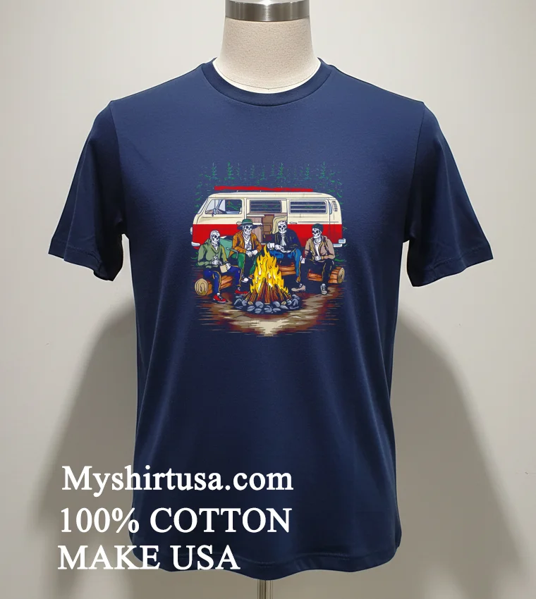 Camping Is In Tents Skeletons new t-shirt - navy-shirt Camping Is In Tents Skeletons Shirt Navy Shirt