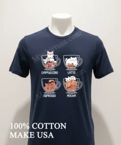 Cappuccino Latte Espresso Mocha Cute Coffee Cats funny america t-shirts