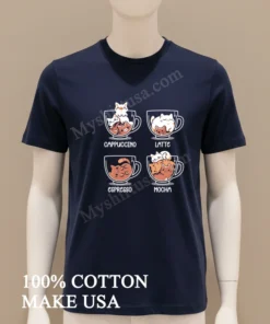 Cappuccino Latte Espresso Mocha Cute Coffee Cats funny america t-shirts