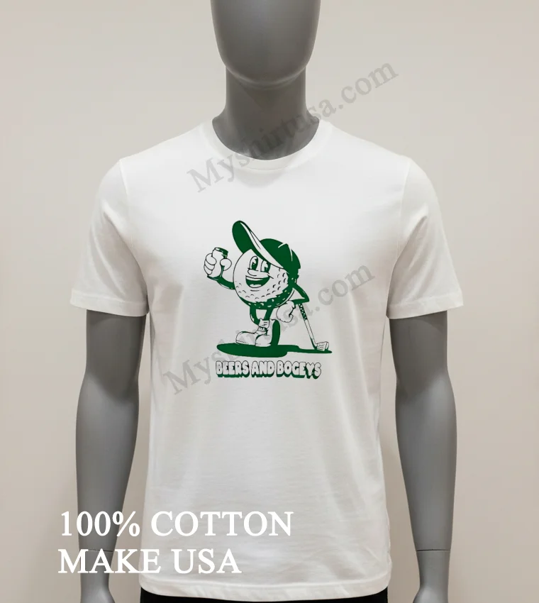 Captain Cocktail Beers And Bogeys Cartoon Golf Ball Character funny america t-shirts - white-t-shirt Captain Cocktail Beers And Bogeys Cartoon Golf Ball Character Shirt White T Shirt 1