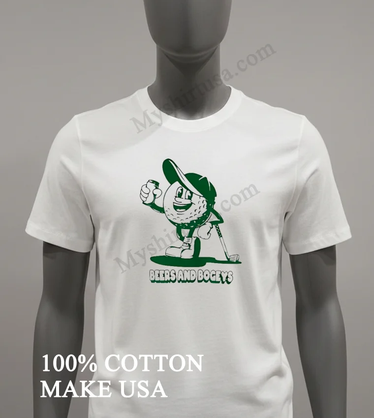 Captain Cocktail Beers And Bogeys Cartoon Golf Ball Character Shirt White T Shirt 2