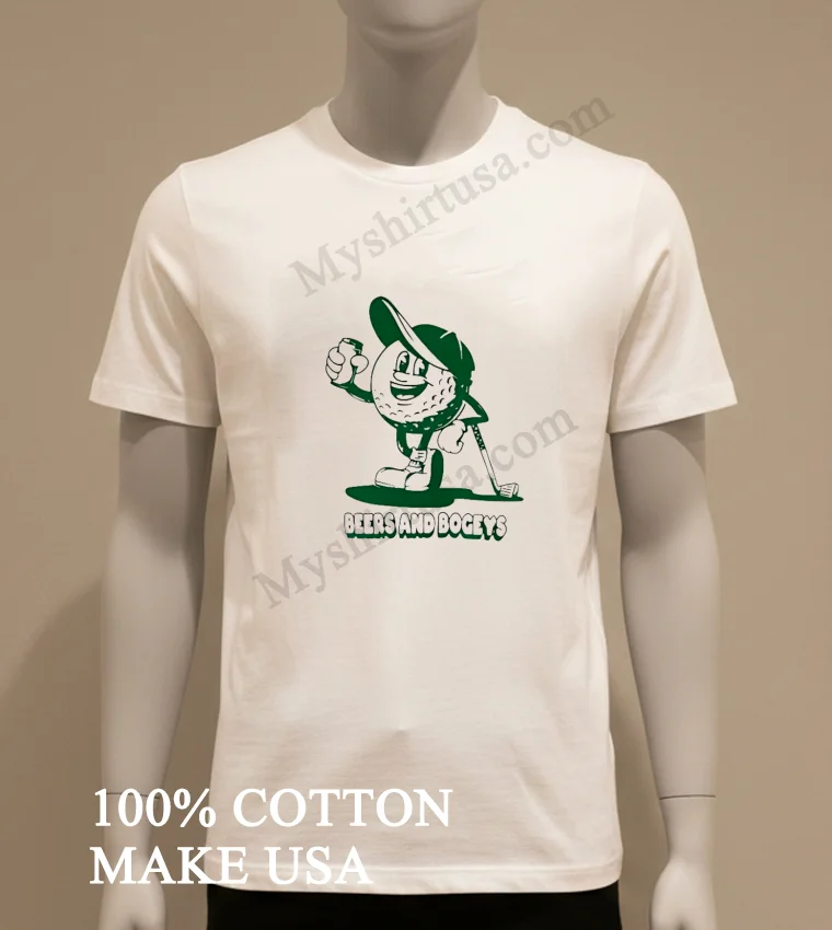 Captain Cocktail Beers And Bogeys Cartoon Golf Ball Character funny america t-shirts - white-t-shirt Captain Cocktail Beers And Bogeys Cartoon Golf Ball Character Shirt White T Shirt