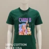 Cardi B Purple Hair Glamour Portrait Hip Hop Music Shirt Green Shirt