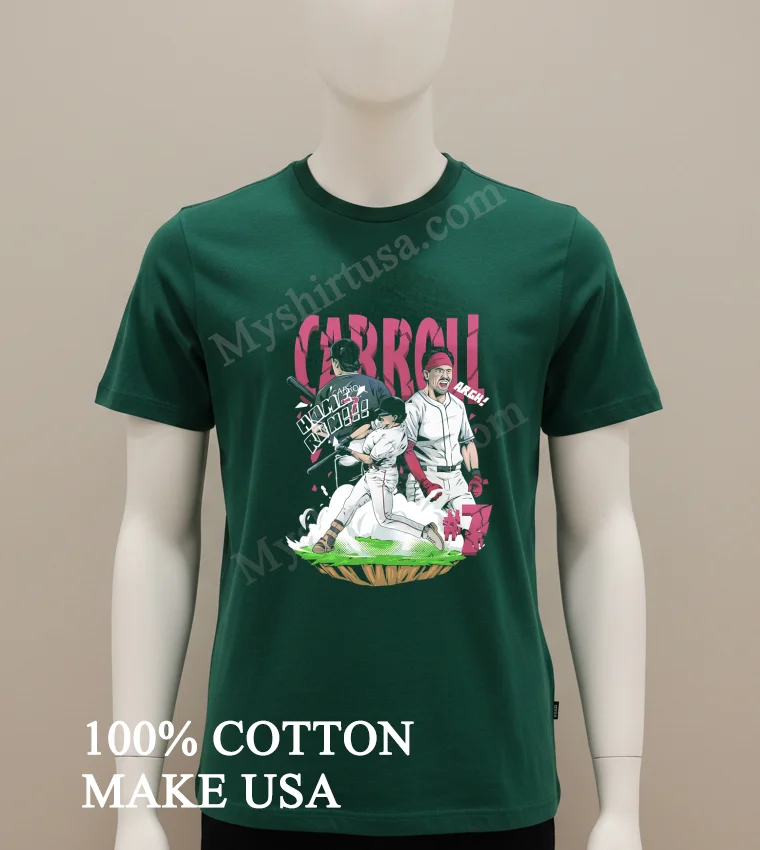 Carroll 7 Corbin Carroll Home Run Arizona Diamondbacks Baseball Graphic Shirt Green Shirt