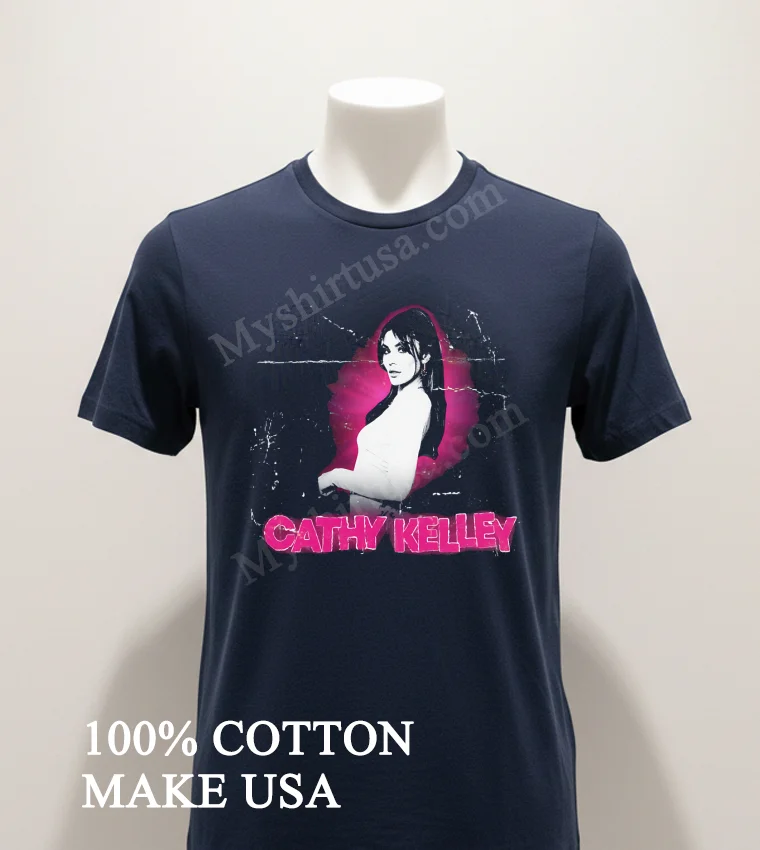 Cathy Kelley Pink Glow Black And White Portrait funny america t-shirts - navy-shirt Cathy Kelley Pink Glow Black And White Portrait Shirt Navy Shirt 1
