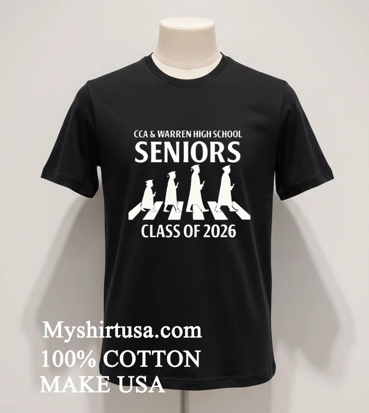 Cca And Warren High School Seniors Class Of 2026 Abbey Road Walking Silhouette funny america t-shirts - balck-shirt Cca And Warren High School Seniors Class Of 2026 Abbey Road Walking Silhouette Shirt Balck Shirt