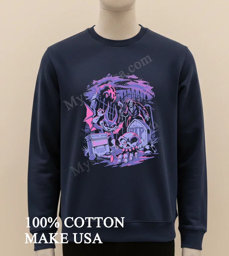 Cemetery Rip Skull Monster Spooky funny america t-shirts - long sleve shirt Cemetery Rip Skull Monster Spooky Shirt Long Sleve Shirt