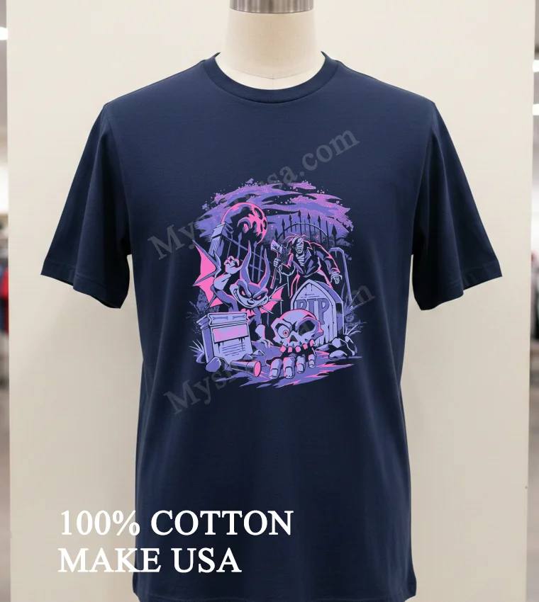 Cemetery Rip Skull Monster Spooky funny america t-shirts - navy-shirt Cemetery Rip Skull Monster Spooky Shirt Navy Shirt