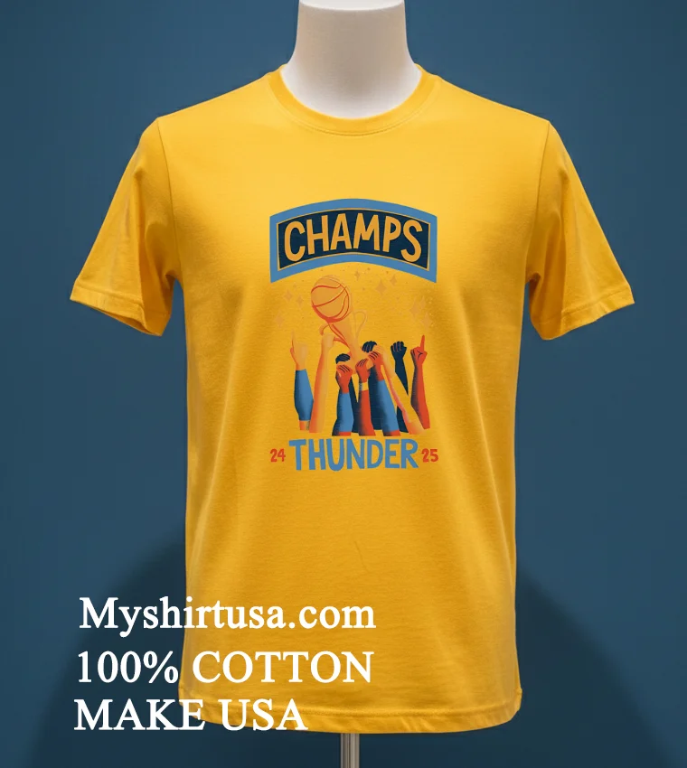 Champs Thunder 24 25 Celebration Shirt - yellow-t-shirt Champs Thunder 24 25 Celebration Shirt Yellow T Shirt