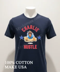 Charlie Hustle Baseball Player Sliding Into Base funny america t-shirts