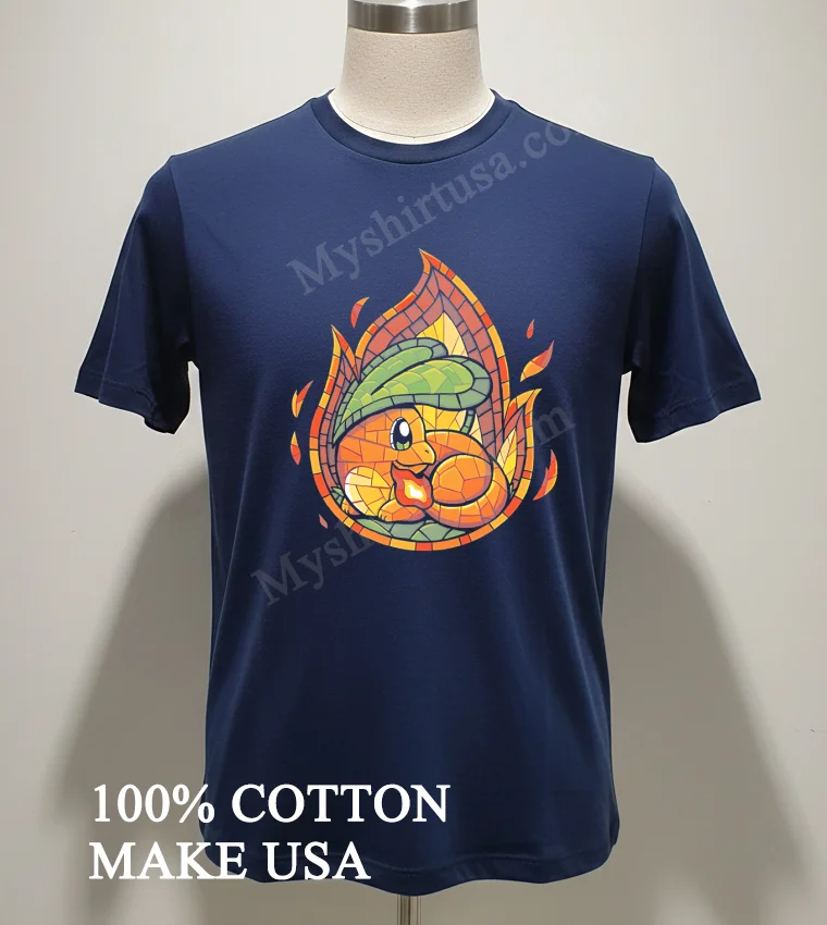 Charmander Pokemon Stained Glass Window Shirt Navy Shirt 2