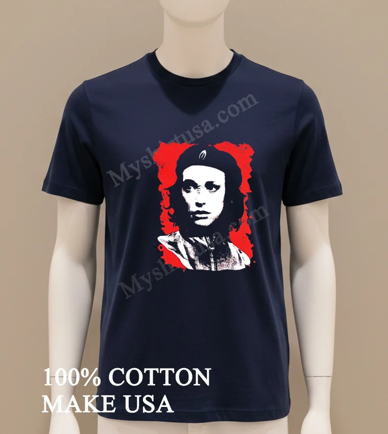 Che Guevara Style Portrait With Red Grunge Background Shirt Navy Shirt