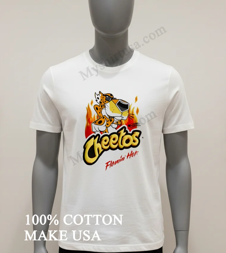 Cheetos Chester Cheetah Flamin Hot Fire Graphic Shirt White T Shirt 1