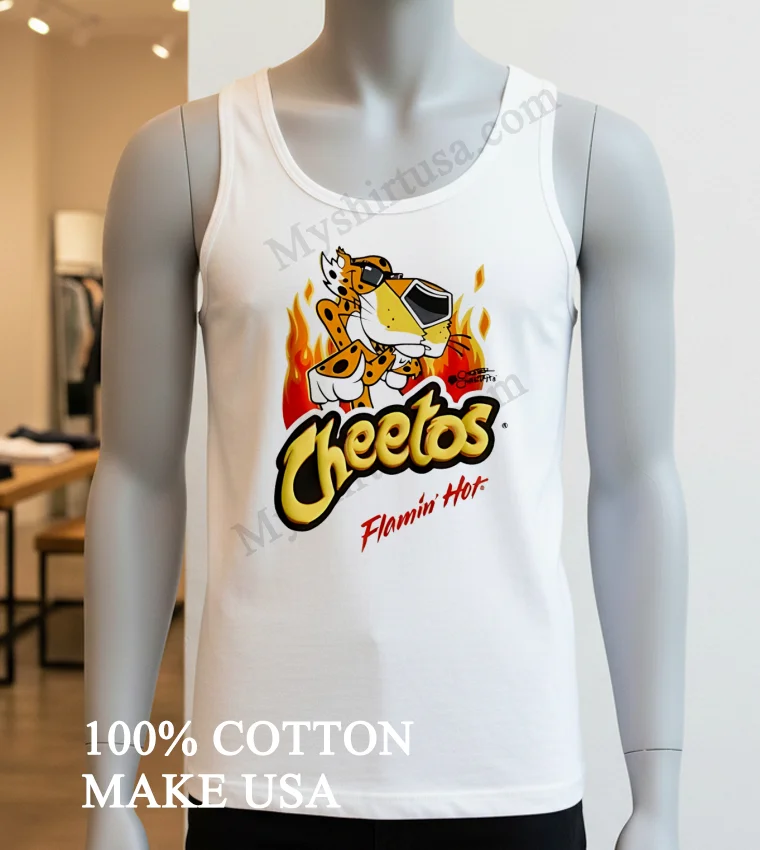 Cheetos Chester Cheetah Flamin Hot Fire Graphic Shirt White T Shirt 3
